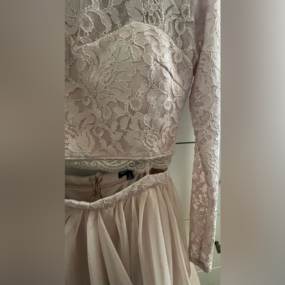 Two Piece Blush Homecoming Dress - Picture 3 of 5